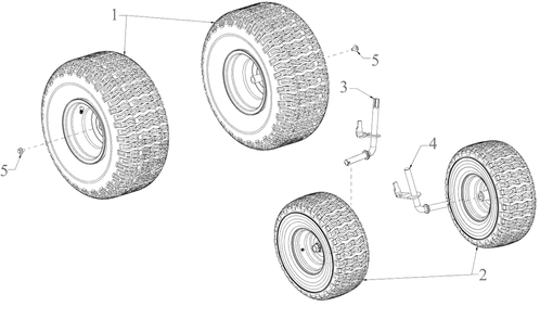 Wheelsandaxles Diagram and Parts List for 13BB77SS345 2023 Yard Machines Lawn Tractor